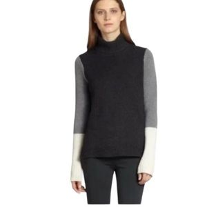 Vince Tri-Color Wool Cashmere Turtleneck Sweater, Sz M